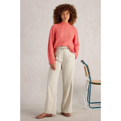 White Stuff Carlie Tweedy Cargo Trouser Light Natural Maat: 10 REGULAR | Cargobroeken Outlet | Dames | Beige