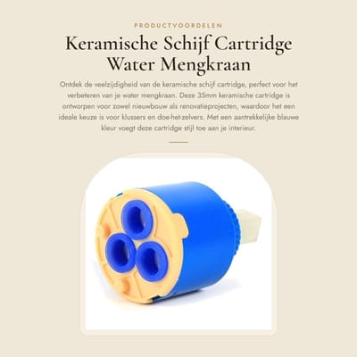 Dailygoods- Keramische Cartridge 35mm - Vervangend Filterelement - Water Mengkraan - Controle Kraan Klep - PP Plastic - Blauw - Kraanklep