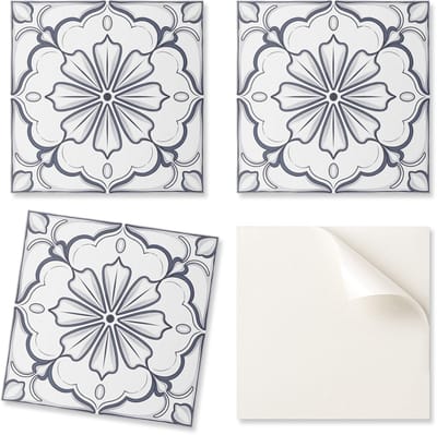 Vinyltegels met decoratief bloemenpatroon voor keuken of badkamer, 20x20x20 cm
