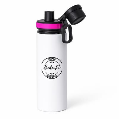 Hacebo® - Super bedankt meester waterfles met draaidop roze - Meester - een meester - school - verjaardagscadeau - afscheidscadeau - kado - gift - water fles - 850ML