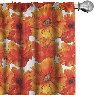 ABAKUHAUS oranje gordijnen – 2x75x245 cm – microvezel, halfverduisterend