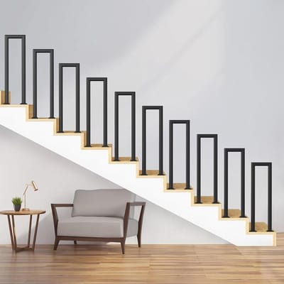Trapleuning Metaal - Veiligheidshandgreep - Veilig Traplopen - Roestwerende Coating - 95 cm - Zwart