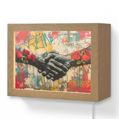 Wandlamp 20x15 cm - Oplaadbaar - Graffiti - Rozen - Handen - Street art - Wandlampen binnen woonkamer - Slaapkamer lamp met kabel - Decoratieve nachtlamp - Vloerlamp snoer