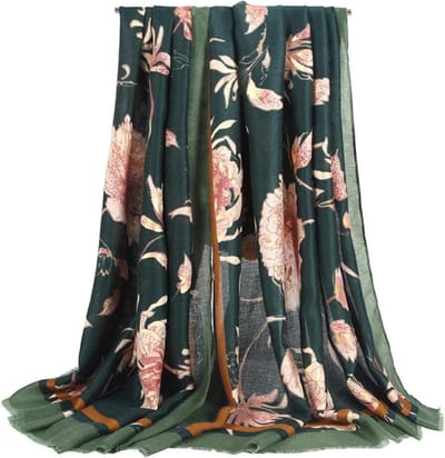 Dames Sjaal - Bloemenprint Bandana - Warm Aankleden - Lange Maat - >175cm - Groen