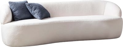 3-zits bank Pien Wit - Bouclé - Breedte 220 cm - Zithoogte 42 cm - Zitdiepte 50 cm - Zitbreedte 200 cm