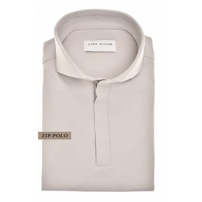 John Miller Polo Slim Hyperstretch Long Sleeve Zip Collar Licht Grijs / male