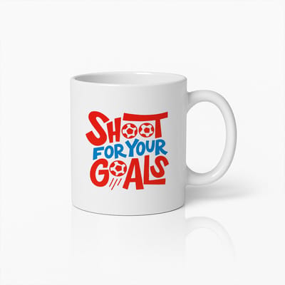 Shoot for Your Goals Mok 330ml – Motiverende Voetbal Koffiebeker | Inspirerend Cadeau voor Sportliefhebbers & Doorzetters
