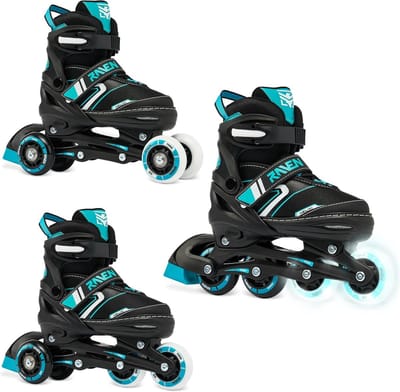 Verstelbare Inlineskates Zwart/Mint - Geschikt voor Volwassenen en Kinderen - Met LED Wielen