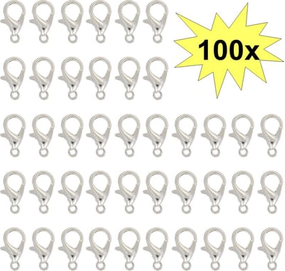 Fako Bijoux® - Karabijn Sluitingen - Karabijnsluitingen - Karabijnhaakjes - Zilverkleurig - 10mm - 100 Stuks