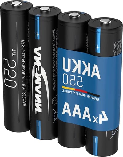 Oplaadbare Batterijen - Potlood AAA - Apparaten Voeden - Geringe Zelfontlading - 550 mAh 4 Stuks - Zwart