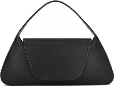 Black handbag with natural leather flap