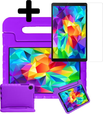 Hoes - Geschikt voor Samsung Galaxy Tab A 10.1 (2019) - Met Screenprotector - Kinderhoes Shockproof Bumper - Kidsproof Case - Tablet Hoesje - Kinder Hoesje Cover - Paars
