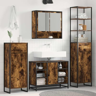 vidaXL - Badkamerkast - Rook - Eik - 40 - x - 30 - x - 180 - cm - Bewerkt - hout