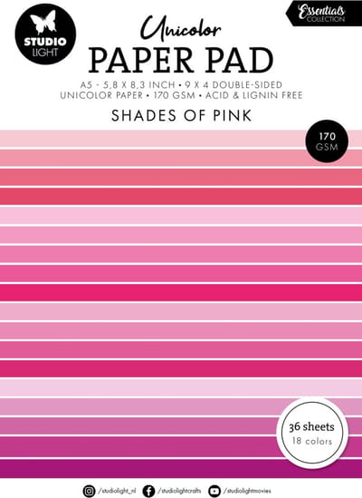 Studio Light Unicolor paper pad Shades of pink Essent. nr.155 SL-ES-UPP155 148x210x8mm (03-24)