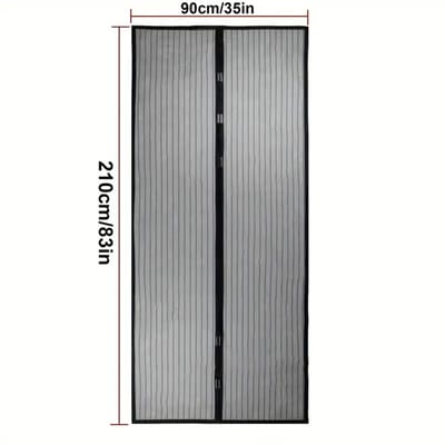 Deluxe Polyester Deurgordijn - Magnetisch Automatisch Sluitend Vliegengordijn - Anti-Muggen Net - Insectenhor -Wasbaar Muggennet - Zwart - 90x210cm Eenvoudige Montage - Zomerproof - Fris & Insectvrij