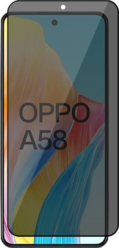 Privacy Screenprotector geschikt voor Oppo A58 4G - Volledig Dekkend Glas Screen Protector