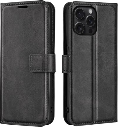 Coverup Hoesje - Geschikt voor iPhone 16 Pro Max Hoesje - Coverup Deluxe Book Case - Zwart