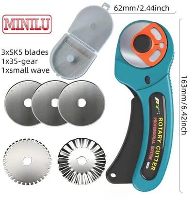 Roterende Snijder 45mm - Patchwork & Stoffen Roller | Voor Stof, Leer, Papier & Handwerk - Blauw