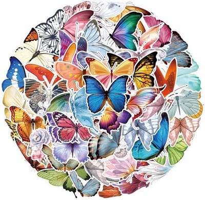 *** 50 Stickers Vlinders, Butterfly Reizen - Reis Stickers - Grappige Stickers - Laptop Stickers Stickervellen - Plakstickers - Koffer Stickers - Stickers Bullet Journal van Heble***