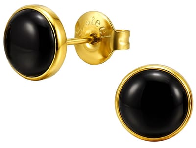 CS Joy - Ronde oorbellen - Chirurgisch staal - 8 mm - zwart - ip/pvd gold plated