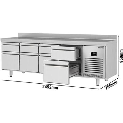 GGM Gastro Kühltisch Premium PLUS - 2452x700mm - 8 Schubladen - Aufkantung
