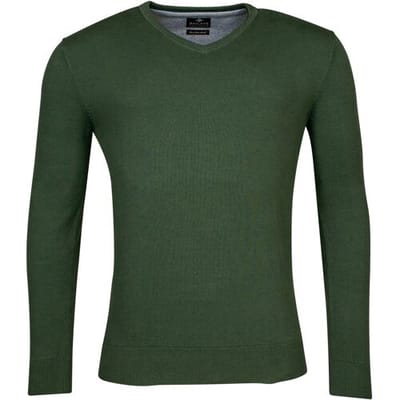 Baileys Trui Uni V-Neck Cotton Single Knit Donker Groen / male