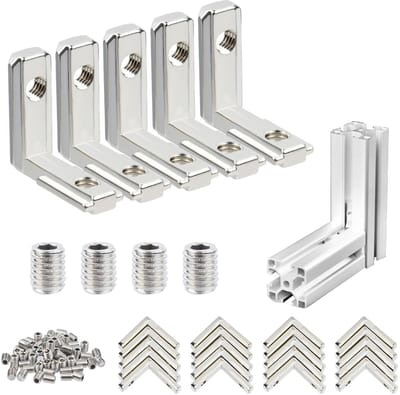 Hoekverbinder Aluminium Profiel - T-moer Houders - Frame Constructies Bouwen - Duurzame Zinklegering - 25 Stuks - Zilver