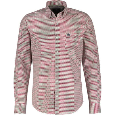 Lerros - Lange mouw overhemd - Heren - L - 338 URBAN RED - Katoen - 24D1488