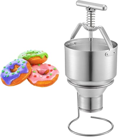 Donutmaker Handmatig - Beslag Dispenser - Zelf Gebak Maken - Verstelbare Dikte - 3L Capaciteit - Zilver