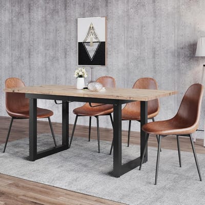 Uittrekbare eettafel - Keukentafel - Gezellig dineren - Flexibel uitschuifbaar - 140-180 cm - Eikenlook zwart