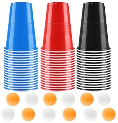 Bierpong Bekerset met 6 Tafeltennisballen en 50 Herbruikbare Partybekers - Perfect voor Feestjes en Spelletjes