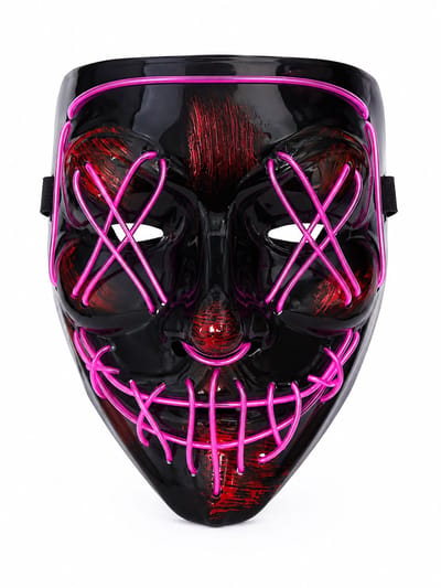 LED masker paars, met 3 lichtstanden - Purge masker - halloween - Horror masker