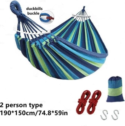 UnityMarketplace® - Tweepersoons Hangmat - Draagbare Ophangbed - Hangstoel - Camping Hammock - 185x150cm - Blauw
