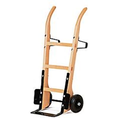 Steekwagen van hout met plaatstalen steekvlak, draagvermogen 250 kg, banden van massief rubber