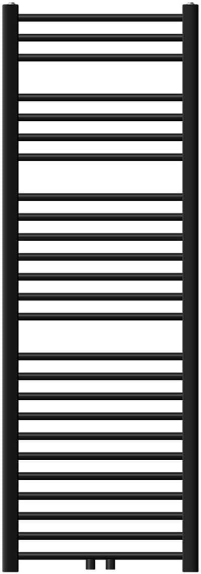 Badkamer radiator Sahara 500x1500 mm zwart recht met thermostaatkraan aan de onderzijde LuxeBath