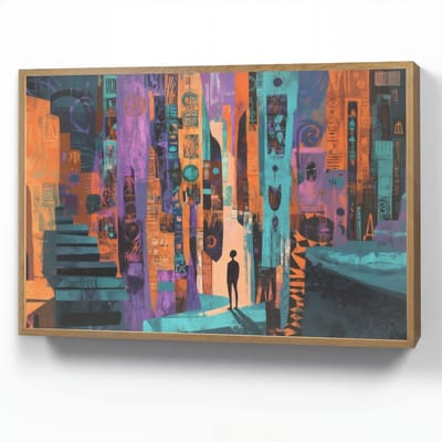 Wandlamp 90x60 cm - Oplaadbaar - Abstract - Figuren - Kleurrijk - Wandlampen binnen woonkamer - Slaapkamer lamp - Decoratieve nachtlamp - Vloerlamp draadloos