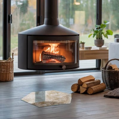 Coloray Vloerplaat Houtkachel - Onderplaat Kachel - 40 cm x 34 cm - Houtkachel Vloerplaat - Beige Vloerplaat Kachel - Plaat Kachel - Vloerplaat voor Houtkachel - Vloerplaat Open Haard - Onderplaat