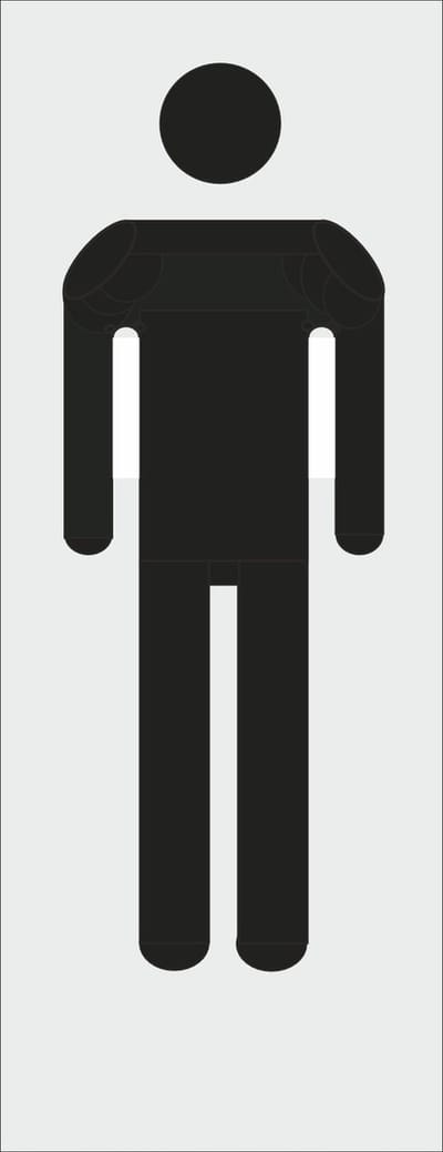 wc bordje man - modern - Deurbordje - WC bordje - WC - Toiletbord - Bordje - aluminium - Pictogram - Dames Heren – Vrouw - Man – Zelfklevend - 130 mm x 50 mm x 0,5 mm - 5 Jaar Garantie