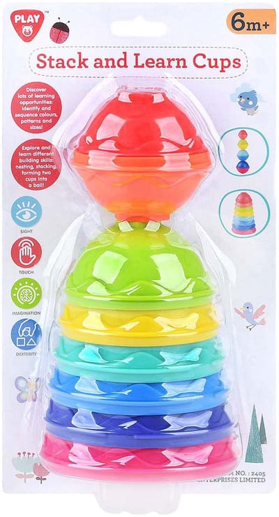 Play stapelbekers speelgoed - kleurrijke leerbekers voor kinderen.