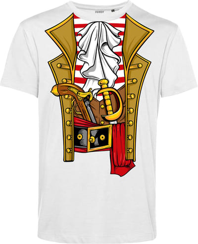 T-shirt kind Piraten Kostuum | Carnavalskleding kinderen | Carnaval Kostuum | Foute Party | Wit | maat 68