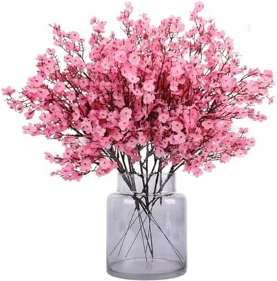 PromoHome Kunstgipskruid Bloemen - Set van 12 Roze Kunstbloemen voor Bruiloft Decoratie, Boeket, Tafelstukken en Woondecoratie Binnen en Buiten