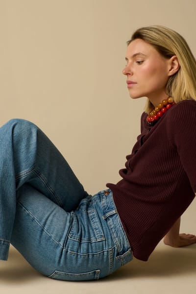 Sissy-Boy - Blauwe high waist flared jeans met opgestikte zakken
