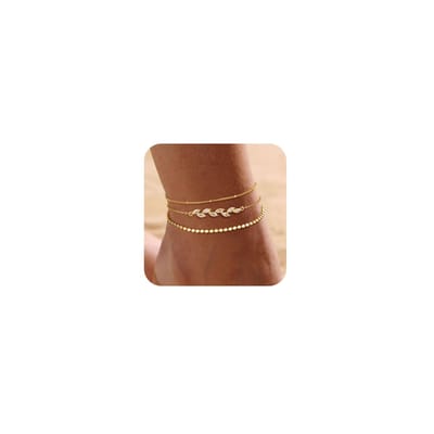 Dailygoody - Enkelbandjes voor Vrouwen - 14K Echt Goud Verguld - Waterdicht - Verstelbaar - Gelaagde Enkelbanden - Zomer Strand Sieraden - Cadeau