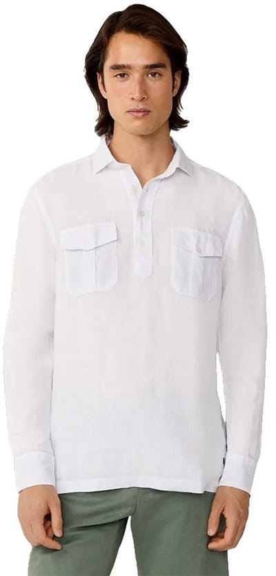 Hackett Heritage Linen Overhemd Met Lange Mouwen Wit 3XL Man