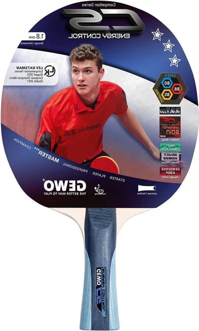 Energy Control Tafeltennisracket - ITTF goedgekeurde professionele tafeltennisbatje - kant-en-klare batjes - gecontroleerde coating - hoge rotatie-eigenschappen - concaaf - 18 mm spons