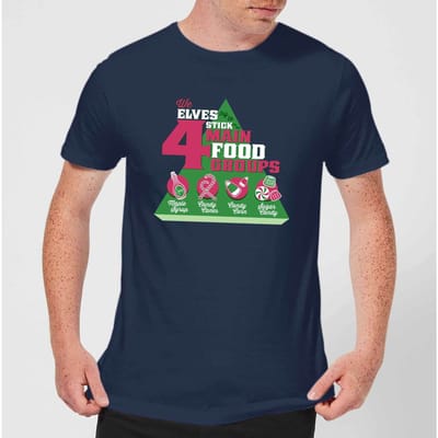 Elf Food Groups Men's Christmas T-Shirt - Navy - S
