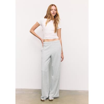 Stradivarius Wide-leg joggingbroek  Grijs melange XS