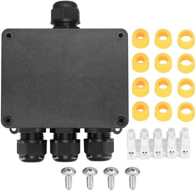 Waterdichte Aansluitdoos voor Buiten - 4-Weg Kabelverbinder - IP68 Lasdoos voor Tuinverlichting - Geschikt voor Kabeldiameter 4 mm tot 12 mm - Zwart Kunststof - Veiligheidsverdeeldoos
