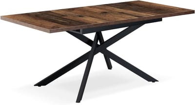 Eettafel Uittrekbaar - Keukentafel Hout - Eten en Ontspannen - Stabiel Kruisframe - 120-160x80 cm - Eiken Zwart