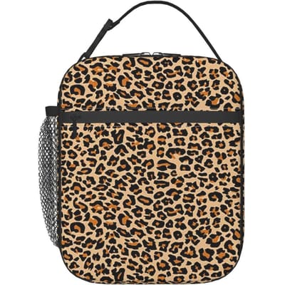 Gevlekt Luipaardprint Gezichtsmasker Geïsoleerde Lunchtas voor Vrouwen Kinderen Draagbare Voedseldozen Thermische Lunchbox Tote One Size